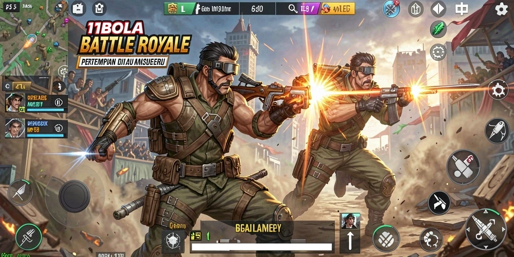 Screenshot gameplay 11BOLA yang menunjukkan aksi pertempuran intens.