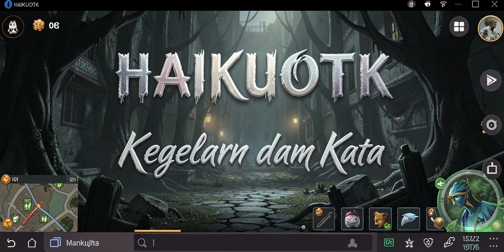Tangkapan layar utama HAIKUOTK menampilkan suasana mencekam penuh kegelapan.