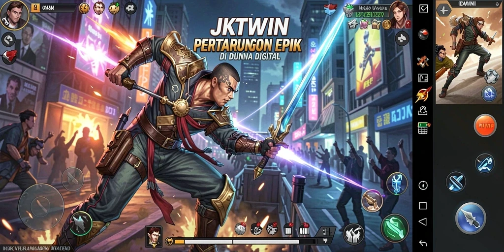 Tampilan seru dari gameplay pertarungan di JKTWIN.