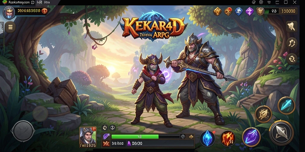 Tangkapan layar permainan <strong>KEKAR4D</strong> menampilkan pertarungan epik dalam dunia fantasi.