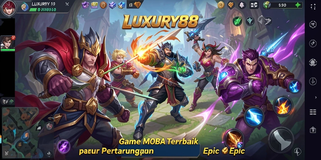 Tampilan seru gameplay LUXURY88 saat pertempuran tim berlangsung.