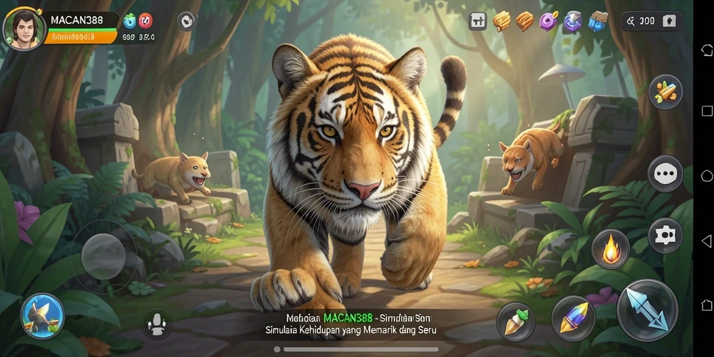 Tampilan gameplay <strong>MACAN388</strong> dengan karakter dan lingkungan yang realistis.