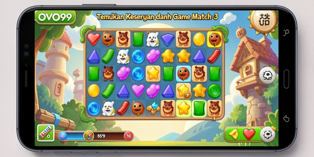 Tampilan gameplay OVO99 yang penuh warna dan dinamis.