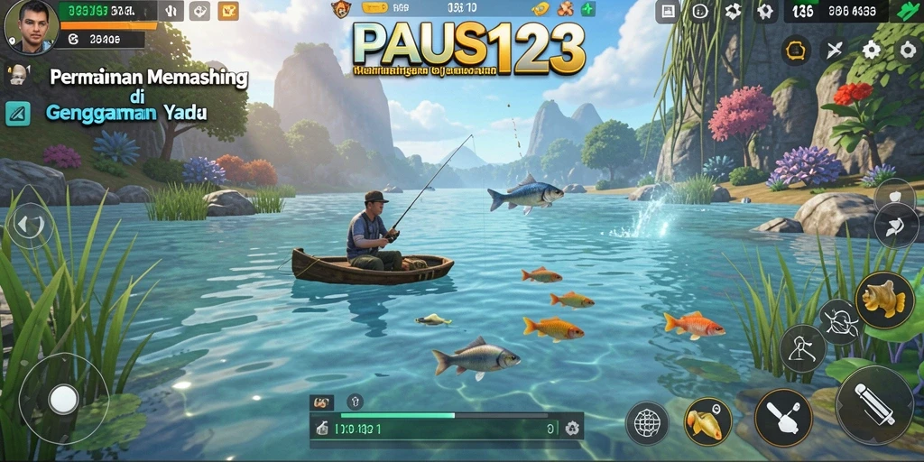 Tampilan gameplay PAUS123 dengan aksi memancing yang menarik.