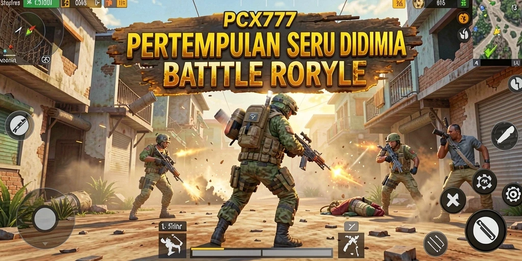 Screenshot gameplay PCX777 yang menampilkan aksi seru dalam pertempuran Battle Royale.