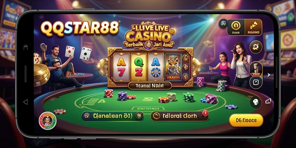 Screenshot menunjukkan sesi permainan Live Casino yang mendebarkan di QQSTAR88.