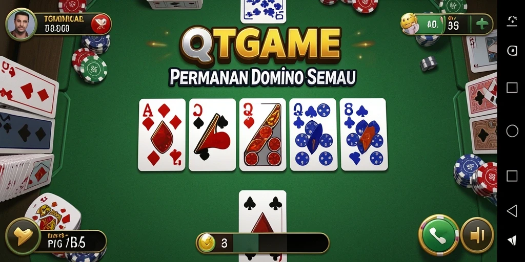 Screenshot dari gameplay seru QTGAME yang menunjukkan aksi Domino.