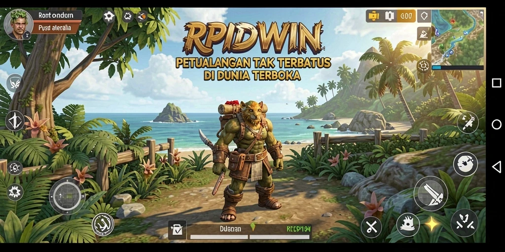 Tampilan gameplay RPIDWIN yang epik di dunia terbuka.
