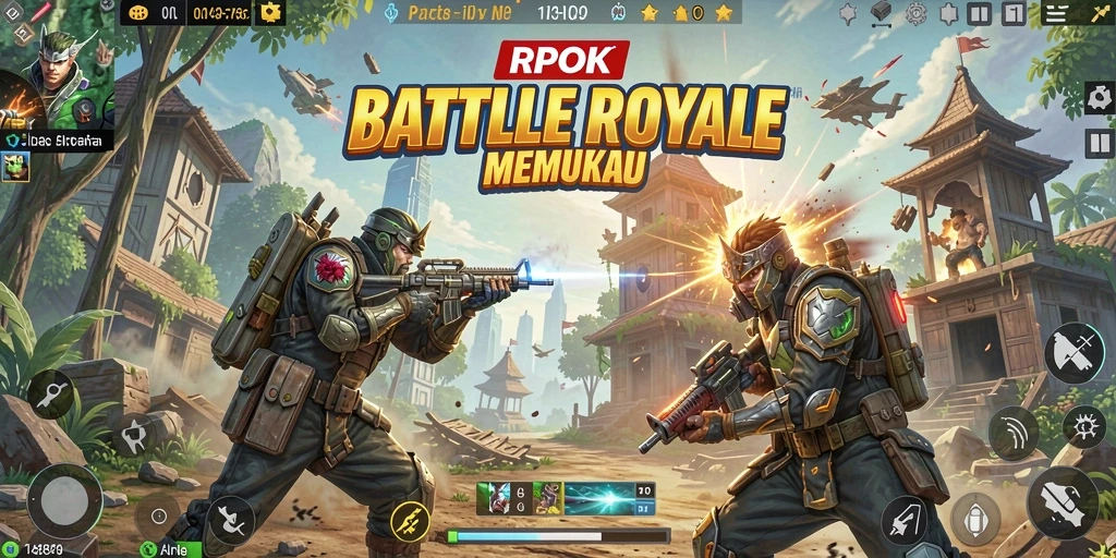 Screenshot utama RPOK menampilkan gameplay intens Battle Royale yang mendebarkan.