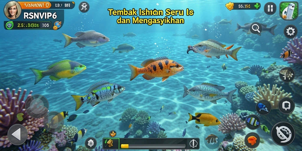 Tampilan gameplay seru dengan menembak ikan di RSNVIP6.