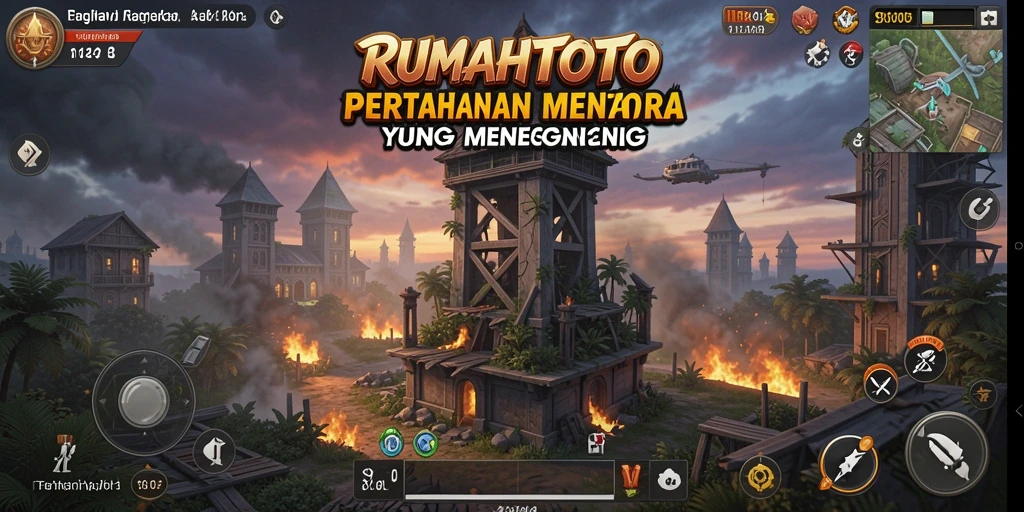 Screenshot RUMAHTOTO menampilkan intensitas gameplay Tower Defense yang seru.