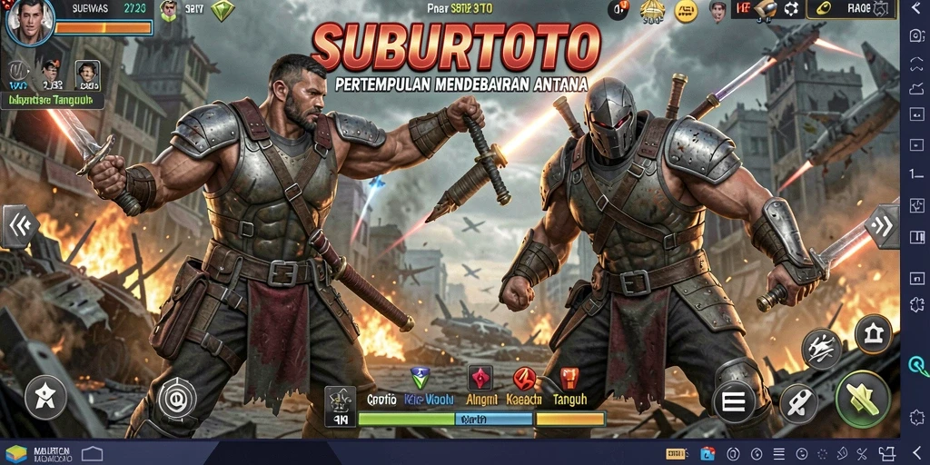 Gameplay pertarungan seru di SUBURTOTO dengan karakter kuat.