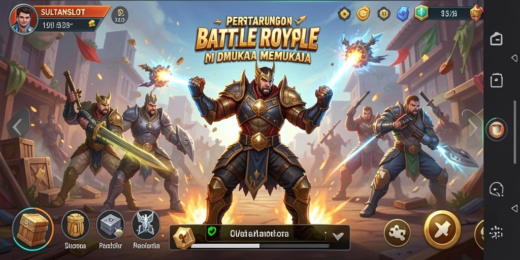 Tampilan gameplay yang menarik dan intens dari SULTANSLOT dalam pertempuran Battle Royale.