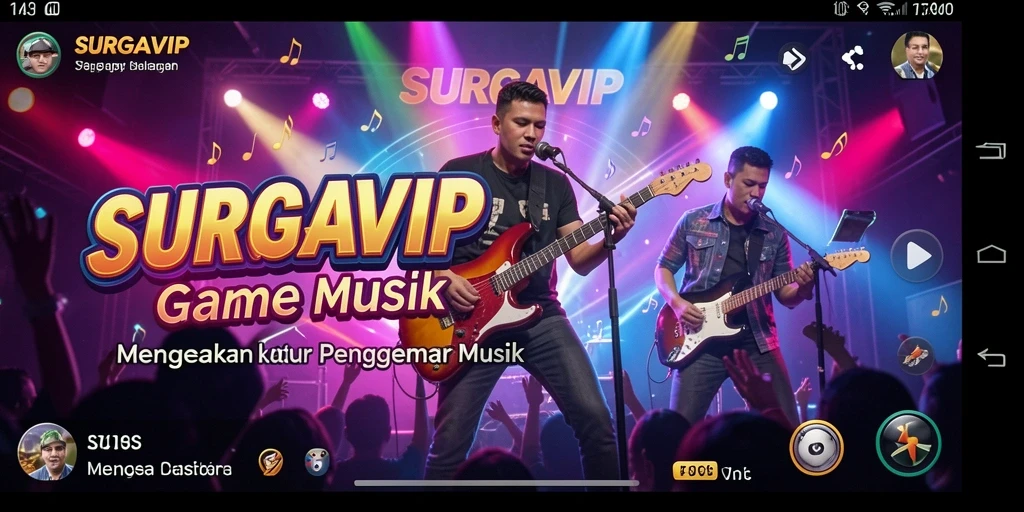Tampilan gameplay SURGAVIP dengan tantangan musik yang menarik.
