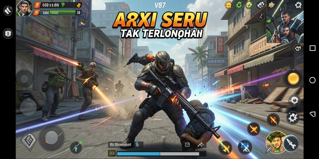 Gameplay seru V87 dengan aksi mendebarkan di setiap level.